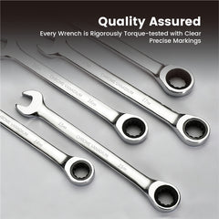 12Pcs 6-19mm Ratchet Spanners Set Combination Flexi Wrench Kit Vanadium Steel Precision Spanner with Storage Organizer for Home Plumber Bike Car Repairs
