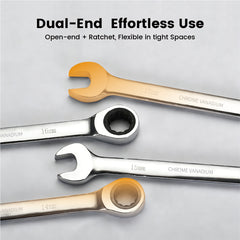 12Pcs 6-19mm Ratchet Spanners Set Combination Flexi Wrench Kit Vanadium Steel Precision Spanner with Storage Organizer for Home Plumber Bike Car Repairs