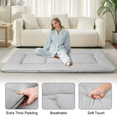 Foldable Floor Mattress Roll Up Futon Mattress Thicken Memory Foam  for Bedroom Guest Room and Travel Portable Japanese Sleeping Tatami Mat 1x2m Grey