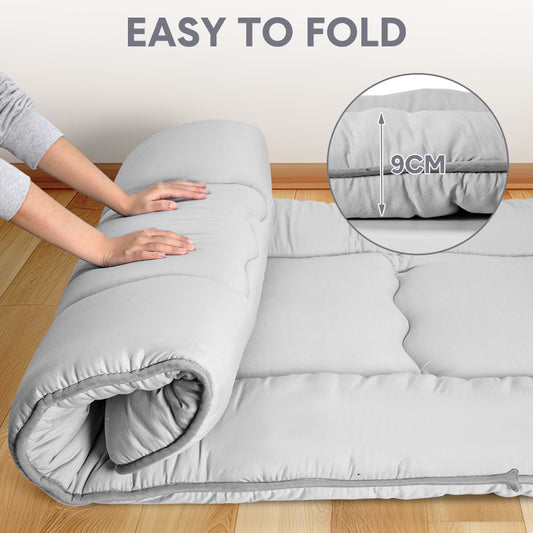 Foldable Floor Mattress Roll Up Futon Mattress Thicken Memory Foam  for Bedroom Guest Room and Travel Portable Japanese Sleeping Tatami Mat 1x2m Grey
