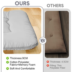 Foldable Floor Mattress Roll Up Futon Mattress Thicken Memory Foam  for Bedroom Guest Room and Travel Portable Japanese Sleeping Tatami Mat 1x2m Grey