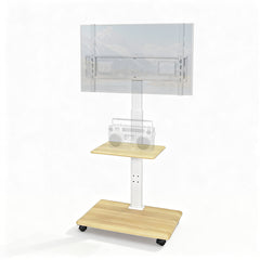Mobile Floor TV Stand for 32-70 Inch TVs VESA up to 600x400mm Max 30kg Swivel Height Adjustable TV Cart with Shelf and Lockable Wheels White