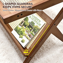 Rattan Coffee Table 104cm Mid-Century Modern Z-Shaped Boho Center Table with Fluted Glass Top and Storage for Living Room Small Space Apartment Brown