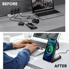3-in-1 Foldable Wireless Charger Stand Magnetic 15W Fast Charging Station  For Apple iWatch iPhone Air Pods Android with Night Light Magsafe Charger