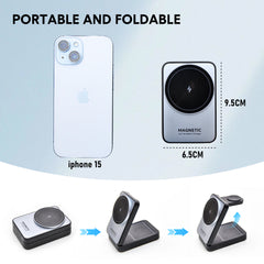 3-in-1 Foldable Wireless Charger Stand Magnetic 15W Fast Charging Station  For Apple iWatch iPhone Air Pods Android with Night Light Magsafe Charger