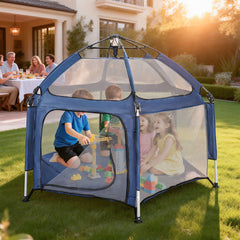 Foldable Playpen Lightweight Pop up Playpen Safe and Sun protection with UV Canopy and Travel Bag for Baby Pet Indoor Outdoor Activities Yard Beach Travel