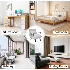 3-in-1 Convertible Sofa Bed Single Chaise Lounge Couch 6-Angle Adjustable Backrest with Pillow Upholstered Folding Leisure Recliner for Home Office Apt