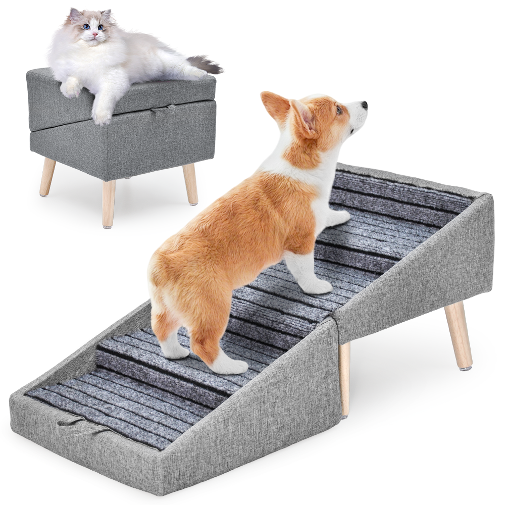 Convertible Pet Steps Split Ottoman 40cm High 4-Step Dog Stairs for Couch Bed With Non-Slip Surface for Small Dogs Cats Injured and Elderly Pets Max Load 60kg