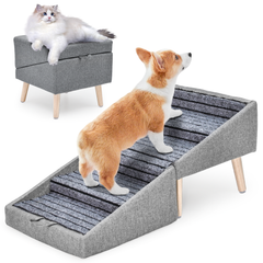 Convertible Pet Steps Split Ottoman 40cm High 4-Step Dog Stairs for Couch Bed With Non-Slip Surface for Small Dogs Cats Injured and Elderly Pets Max Load 60kg