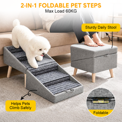 Convertible Pet Steps Split Ottoman 40cm High 4-Step Dog Stairs for Couch Bed With Non-Slip Surface for Small Dogs Cats Injured and Elderly Pets Max Load 60kg