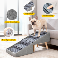 Convertible Pet Steps Split Ottoman 40cm High 4-Step Dog Stairs for Couch Bed With Non-Slip Surface for Small Dogs Cats Injured and Elderly Pets Max Load 60kg