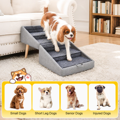 Convertible Pet Steps Split Ottoman 40cm High 4-Step Dog Stairs for Couch Bed With Non-Slip Surface for Small Dogs Cats Injured and Elderly Pets Max Load 60kg