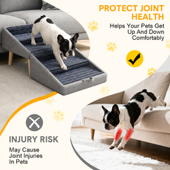 Convertible Pet Steps Split Ottoman 40cm High 4-Step Dog Stairs for Couch Bed With Non-Slip Surface for Small Dogs Cats Injured and Elderly Pets Max Load 60kg