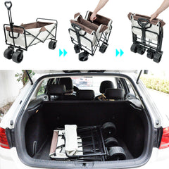 Folding Wagon Cart Camping Cart Beach Trolley Heavy Duty 150L Storage for Outdoor Garden Picnic Sports Shopping Trolley 200KG Weight Capacity