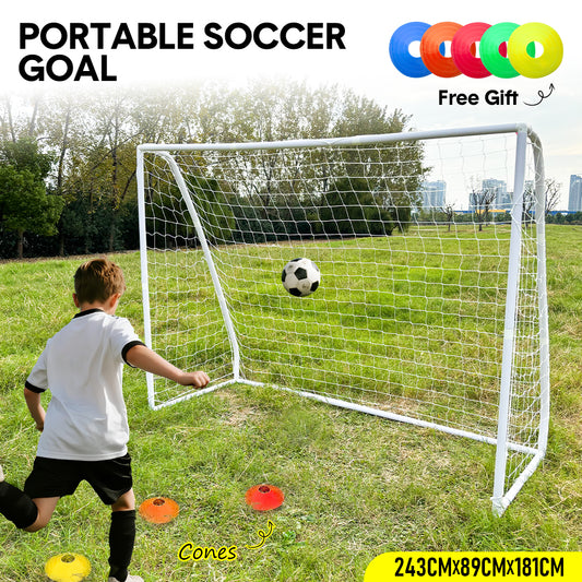 Portable Soccer Goal with Strong PVC Frame and Durable Net for Backyard Park Kids Practice Youth Training Equipment Home Leisure Football Goal 45x90x182cm