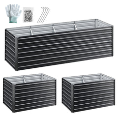 Green Fingers 2-in-1 Raised Garden Bed Kit, 240cm/120cm| 77cm Extra Deep Ergonomic Planter Box | Protect Your Back | Galvanised Steel Vegetable Flower Pot for Outdoor Garden | Includes Gloves & Pegs