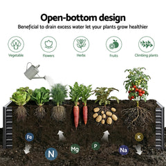 Green Fingers 2-in-1 Raised Garden Bed Kit, 240cm/120cm| 77cm Extra Deep Ergonomic Planter Box | Protect Your Back | Galvanised Steel Vegetable Flower Pot for Outdoor Garden | Includes Gloves & Pegs