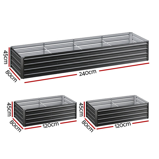 Green Fingers 2-in-1 Raised Garden Bed Kit 45cm Professional Depth Ergonomic 240cm Large Metal Planter Box | Easier Access Veggie Patch | Rust-Proof Galvanised Steel with Safe Rounded Corners & Gloves
