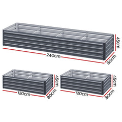 Green Fingers 2-in-1 Raised Garden Bed Kit 45cm Professional Depth Ergonomic 240cm Large Metal Planter Box | Easier Access Veggie Patch | Rust-Proof Galvanised Steel with Safe Rounded Corners & Gloves