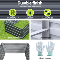 Green Fingers 2-in-1 Raised Garden Bed Kit 45cm Professional Depth Ergonomic 240cm Large Metal Planter Box | Easier Access Veggie Patch | Rust-Proof Galvanised Steel with Safe Rounded Corners & Gloves