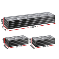 Green Fingers 2-in-1 Raised Garden Bed Kit Ergonomic 45cm Professional Depth 320cm Large Metal Planter Box | Easier Access Veggie Patch | Rust-Proof Galvanised Steel with Safe Rounded Corners & Gloves