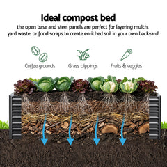 Green Fingers 2-in-1 Raised Garden Bed Kit Ergonomic 45cm Professional Depth 320cm Large Metal Planter Box | Easier Access Veggie Patch | Rust-Proof Galvanised Steel with Safe Rounded Corners & Gloves