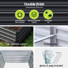 Green Fingers 2-in-1 Raised Garden Bed Kit Ergonomic 45cm Professional Depth 320cm Large Metal Planter Box | Easier Access Veggie Patch | Rust-Proof Galvanised Steel with Safe Rounded Corners & Gloves