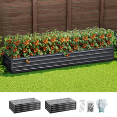 Green Fingers 2-in-1 Raised Garden Bed Kit Ergonomic 45cm Professional Depth 320cm Large Metal Planter Box | Easier Access Veggie Patch | Rust-Proof Galvanised Steel with Safe Rounded Corners & Gloves