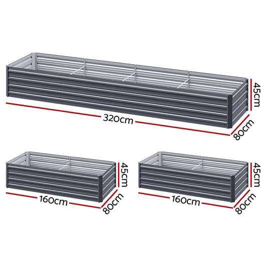 Green Fingers 2-in-1 Raised Garden Bed Kit Ergonomic 45cm Professional Depth 320cm Large Metal Planter Box | Easier Access Veggie Patch | Rust-Proof Galvanised Steel with Safe Rounded Corners & Gloves