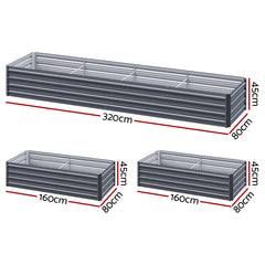 Green Fingers 2-in-1 Raised Garden Bed Kit Ergonomic 45cm Professional Depth 320cm Large Metal Planter Box | Easier Access Veggie Patch | Rust-Proof Galvanised Steel with Safe Rounded Corners & Gloves