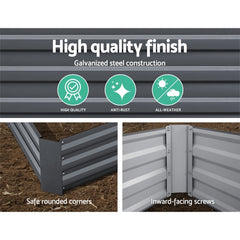 Green Fingers 2x Garden Bed 210x90cm Planter Box Raised Container Galvanised Herb