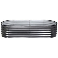 Green Fingers 3 Pcs Raised Garden Bed Kit Oval Galvanized Steel Planter Boxes 160x80x42cm, Heavy Duty Metal Elevated Garden Bed for Vegetables Flowers Herbs, with Safety Edging, Gloves & Pegs Included
