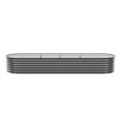 Green Fingers 3 Pcs Raised Garden Bed Kit Oval Galvanized Steel Planter Boxes 320x80x56cm, Heavy Duty Metal Elevated Garden Bed for Vegetables Flowers Herbs, with Safety Edging, Gloves & Pegs Included