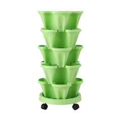 Green Fingers Garden Bed 5 Tier Vertical Garden Grey Strawberry Stackable Planters Herbs Light Green