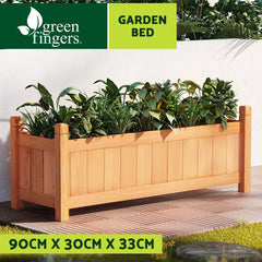 Green Fingers Garden Bed 90x30x33cm Wooden Planter Box Raised Container Growing