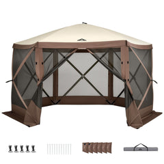 Instahut Gazebo Pop Up Tent 3.6x3.6m Outdoor Marquee Camping Screen w/Curtain Net