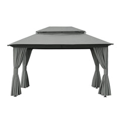 Instahut Gazebo 3x4m Canopy Outdoor Steel Frame Patio Tent Curtains Marquee Grey