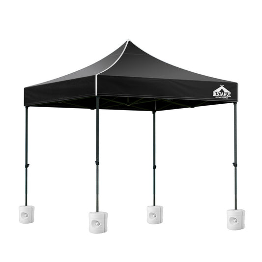 Instahut Gazebo Pop Up Marquee 3x3 Folding 500D Wedding Tent Base Pod Black