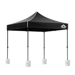Instahut Gazebo Pop Up Marquee 3x3 Folding 500D Wedding Tent Base Pod Black
