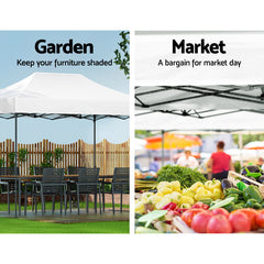 Instahut Gazebo Pop Up 3x4.5m w/Base Podx4 Marquee Folding Outdoor Wedding Camping Tent Shade Canopy White