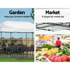 Instahut Gazebo Pop Up Marquee 3x6 Folding 500D Wedding Tent Base Pod White