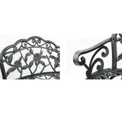 Gardeon Outdoor Garden Bench Seat 100cm Cast Aluminium Patio Chair Vintage Green