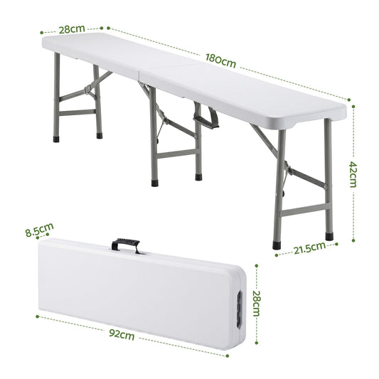 Gardeon 180cm Folding Garden Bench Portable Trestle Seat HDPE Fold In Half White