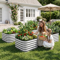 Green Fingers Galvanized Raised Garden Bed 2 Pack Metal Planter 60x60x45cm