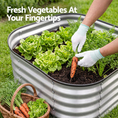 Green Fingers Galvanized Raised Garden Bed 2 Pack Metal Planter 60x60x45cm