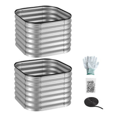 Green Fingers Galvanized Raised Garden Bed 2 Pack Metal Planter 60x60x45cm