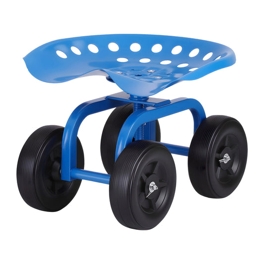 Gardeon Garden Seat 360 Swivel Rolling Adjustable Height Work Scooter Cart Wheels Heavy Duty 150kg