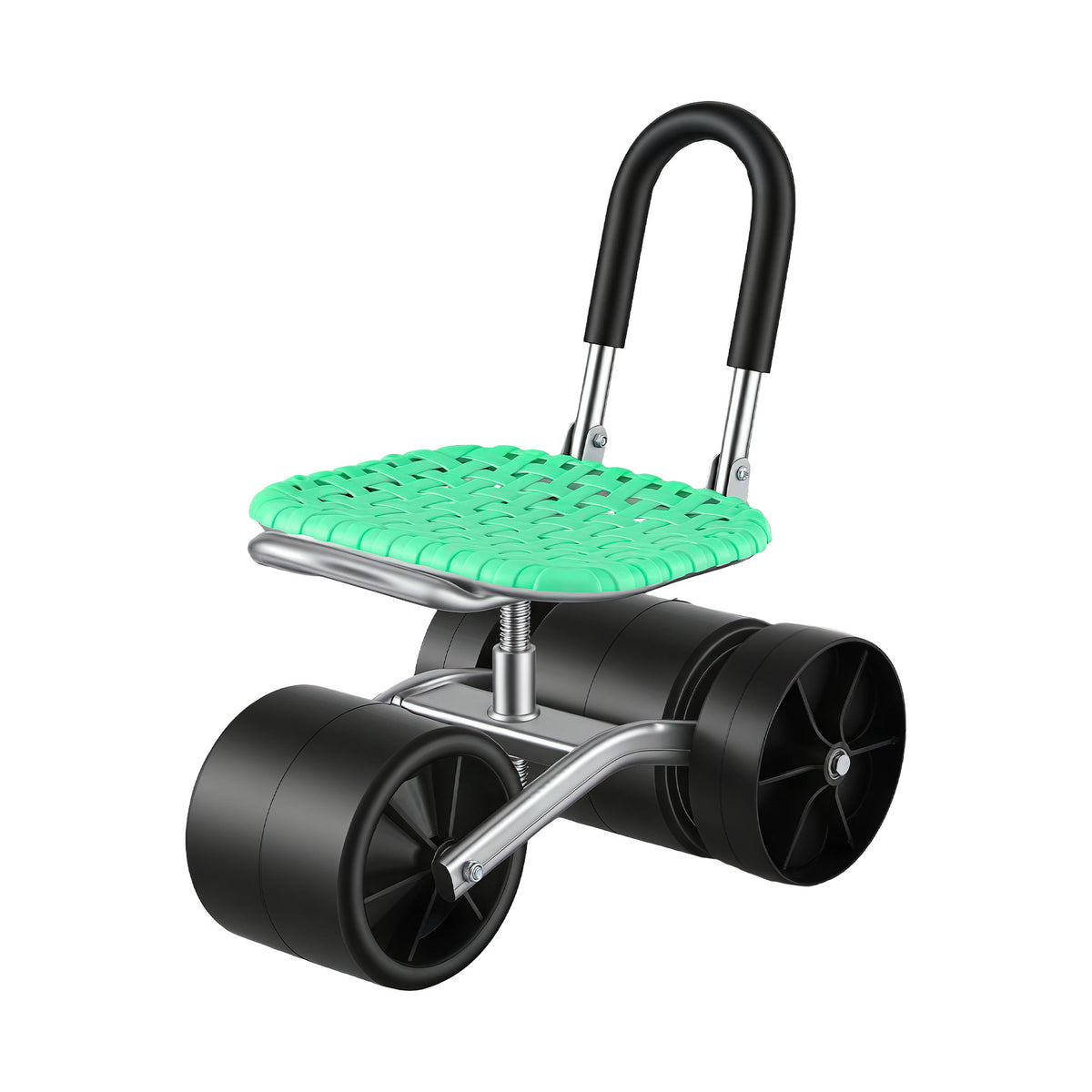 Gardeon Gardening Cart with 360° Swivel Seat | Rolling Work Seat with Adjustable Height & All-Terrain Wheels | 130KG Capacity Heavy Duty Garden Scooter for Back Pain Relief & Vehicle Detailing | Foldable Backrest & Ventilated Seat