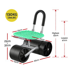 Gardeon Gardening Cart with 360° Swivel Seat | Rolling Work Seat with Adjustable Height & All-Terrain Wheels | 130KG Capacity Heavy Duty Garden Scooter for Back Pain Relief & Vehicle Detailing | Foldable Backrest & Ventilated Seat