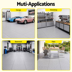 Giantz Garage Floor Tiles Interlocking PP Flooring 25PCS 30x30cm Grey